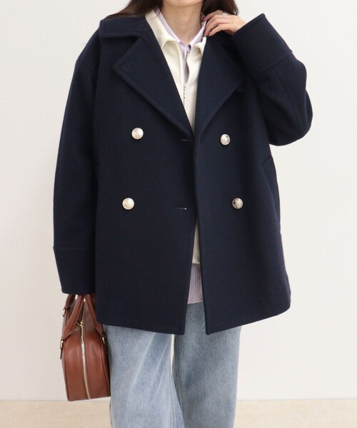 fredy emue(フレディエミュ)の「Super100 Pコート(ピーコート・レディース・ネイビー/チャコールグレー・38)」の8枚目の写真