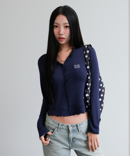 muahmuah（ムーアムーア）の「レイヤード フリル カーディガン [ネイビー]（Tシャツ/カットソー・レディース・その他・FREE）」の3枚目の写真