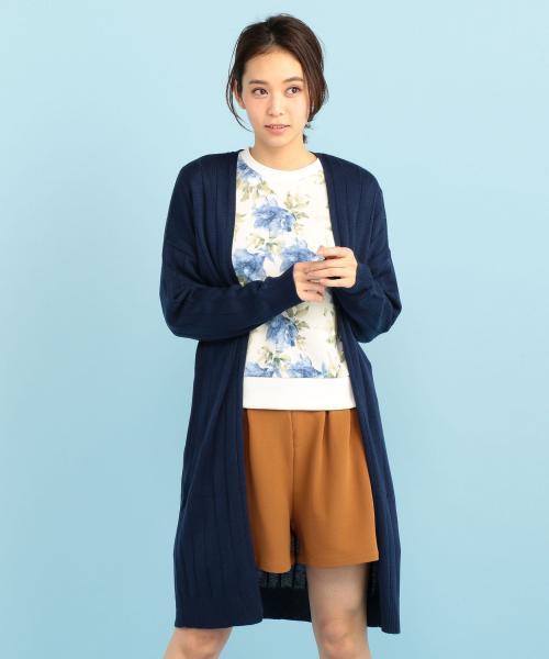 RAY CASSIN（レイカズン）の「ワイドリブロングカーディガン（カーディガン/ボレロ・レディース・ネイビー/ベージュ/オフホワイト・FREE）」の3枚目の写真