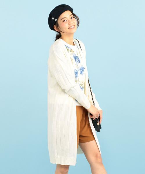 RAY CASSIN（レイカズン）の「ワイドリブロングカーディガン（カーディガン/ボレロ・レディース・ネイビー/ベージュ/オフホワイト・FREE）」の2枚目の写真