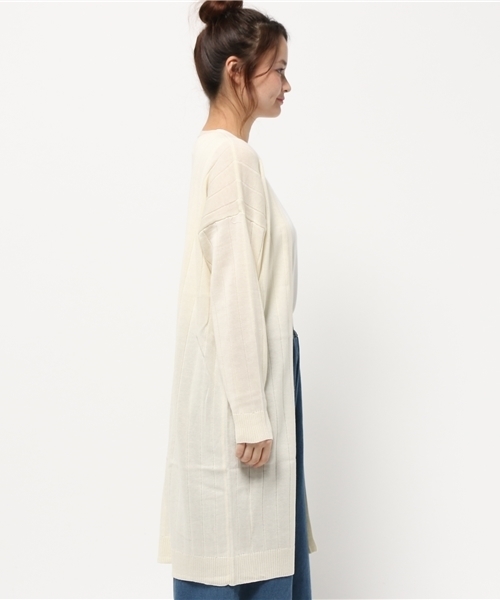 RAY CASSIN（レイカズン）の「ワイドリブロングカーディガン（カーディガン/ボレロ・レディース・ネイビー/ベージュ/オフホワイト・FREE）」の9枚目の写真