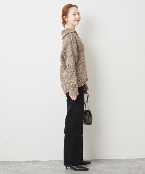 TRICOTS JEAN MARC（トリコットジーンマルク）の「TRICOTS JEAN MARC/トリコットジーンマルク SLOBE別注 MIXスキッパーニット（ニット/セーター・レディース・グリーン/サックスブルー/ブラウン・FREE）」の5枚目の写真