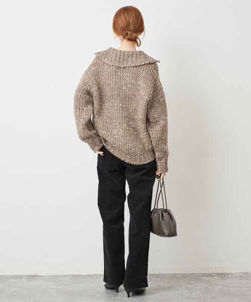 TRICOTS JEAN MARC（トリコットジーンマルク）の「TRICOTS JEAN MARC/トリコットジーンマルク SLOBE別注 MIXスキッパーニット（ニット/セーター・レディース・グリーン/サックスブルー/ブラウン・FREE）」の6枚目の写真