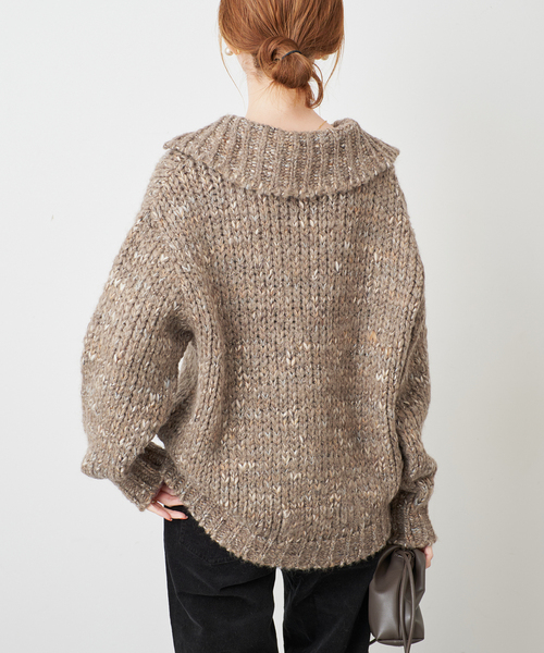 TRICOTS JEAN MARC（トリコットジーンマルク）の「TRICOTS JEAN MARC/トリコットジーンマルク SLOBE別注 MIXスキッパーニット（ニット/セーター・レディース・グリーン/サックスブルー/ブラウン・FREE）」の8枚目の写真