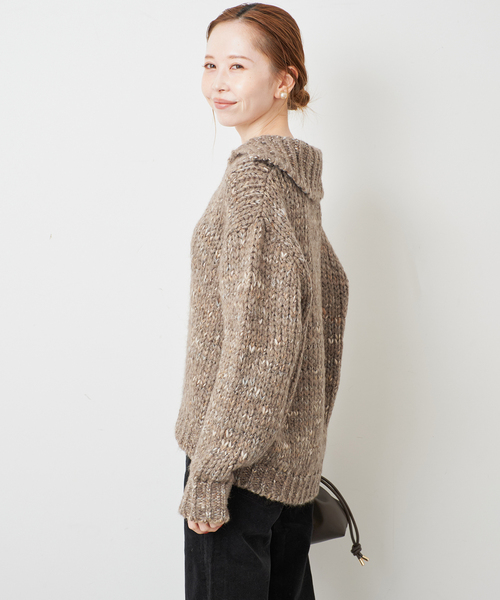 TRICOTS JEAN MARC（トリコットジーンマルク）の「TRICOTS JEAN MARC/トリコットジーンマルク SLOBE別注 MIXスキッパーニット（ニット/セーター・レディース・グリーン/サックスブルー/ブラウン・FREE）」の9枚目の写真