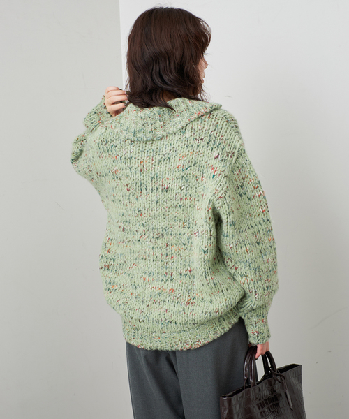 TRICOTS JEAN MARC（トリコットジーンマルク）の「TRICOTS JEAN MARC/トリコットジーンマルク SLOBE別注 MIXスキッパーニット（ニット/セーター・レディース・グリーン/サックスブルー/ブラウン・FREE）」の18枚目の写真