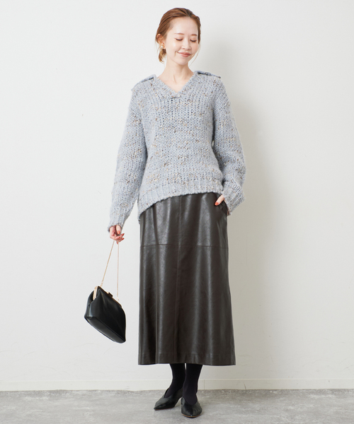 TRICOTS JEAN MARC（トリコットジーンマルク）の「TRICOTS JEAN MARC/トリコットジーンマルク SLOBE別注 MIXスキッパーニット（ニット/セーター・レディース・グリーン/サックスブルー/ブラウン・FREE）」の20枚目の写真