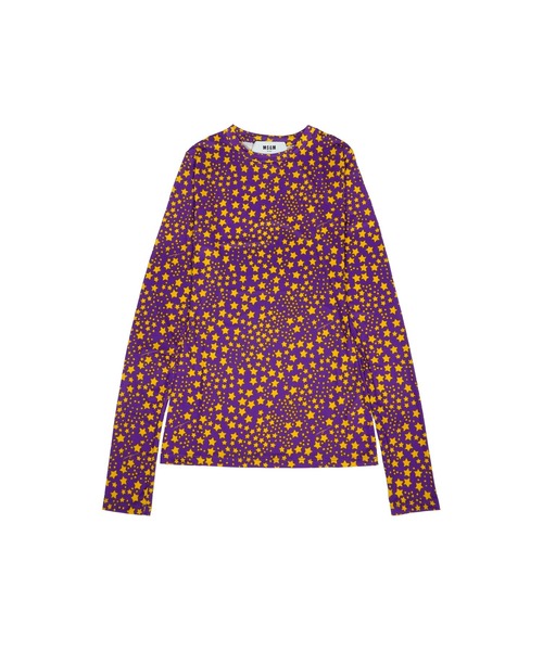 MSGM(エムエスジーエム)の「シグネチャースターズ プリントトップ(Tシャツ/カットソー・レディース・プラム・44/42)」の1枚目の写真