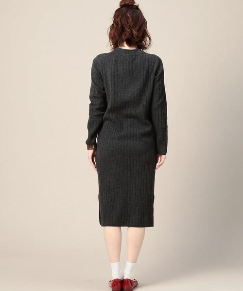 BEAUTY&YOUTH UNITED ARROWS(ビューティーアンドユースユナイテッドアローズ)の「BY ウール ワイドリブ ボトルネック ニットワンピース◆(ワンピース・レディース・オフホワイト/ダークグレー/その他1・FREE)」の5枚目の写真