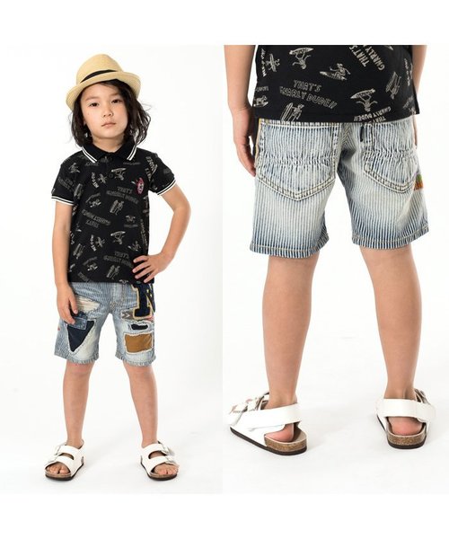 BREEZE（ブリーズ）の「ワッペン付き加工パンツ（その他パンツ・キッズ・ブルー/ストライプ・100/120/95/110/130/80/140/90）」の4枚目の写真