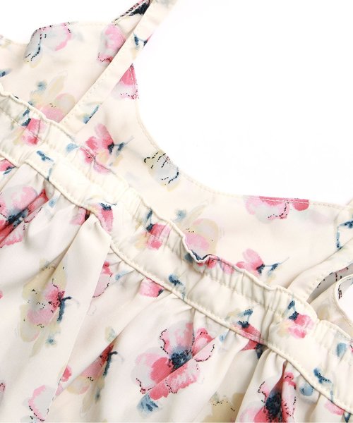 apres les cours(アプレレクール)の「花柄キャミレイヤードТシャツ 2(Tシャツ/カットソー・キッズ・オフホワイト/グレー・140/110/130/80/90/100/120)」の3枚目の写真