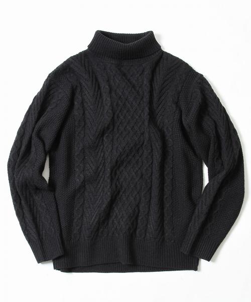 coen(コーエン)の「アランケーブルタートルネックニット(ニット/セーター・メンズ・ブラック/グレー・X-LARGE/SMALL/MEDIUM/LARGE)」の2枚目の写真
