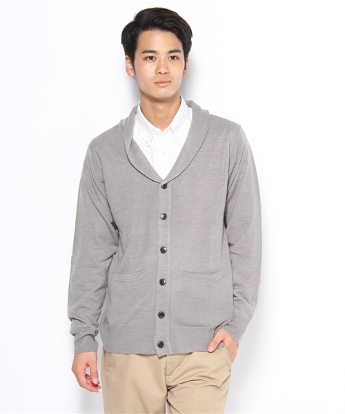 WEGO(ウィゴー)の「TOP杢ショールカーディガン(カーディガン/ボレロ・メンズ・ブラック/杢グレー/ネイビー/ワイン/オレンジ/レッド系その他/ダークグリーン/キャメル/パープル/ホワイト・MEDIUM/LARGE)」の1枚目の写真