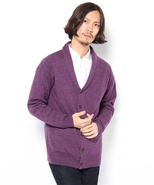 WEGO(ウィゴー)の「TOP杢ショールカーディガン(カーディガン/ボレロ・メンズ・ブラック/杢グレー/ネイビー/ワイン/オレンジ/レッド系その他/ダークグリーン/キャメル/パープル/ホワイト・MEDIUM/LARGE)」の6枚目の写真