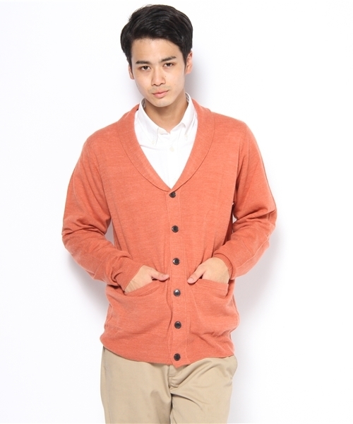 WEGO(ウィゴー)の「TOP杢ショールカーディガン(カーディガン/ボレロ・メンズ・ブラック/杢グレー/ネイビー/ワイン/オレンジ/レッド系その他/ダークグリーン/キャメル/パープル/ホワイト・MEDIUM/LARGE)」の10枚目の写真