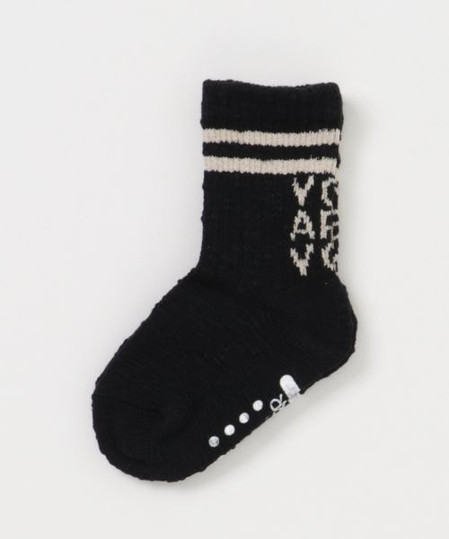 MR（まる）の「[13-24cm]ロゴリブソックス(日本製)（ソックス/靴下・キッズ・ブラック/ホワイト/杢グレー・M/L/S/SS）」の2枚目の写真