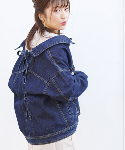 rps（アールピーエス）の「バックレースアップＧジャン（デニムジャケット・レディース・ブルー/インディゴブルー/ブラック/カーキ/カーキブラウン/ベージュ・M）」の6枚目の写真