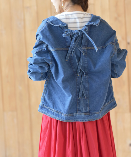 rps（アールピーエス）の「バックレースアップＧジャン（デニムジャケット・レディース・ブルー/インディゴブルー/ブラック/カーキ/カーキブラウン/ベージュ・M）」の20枚目の写真