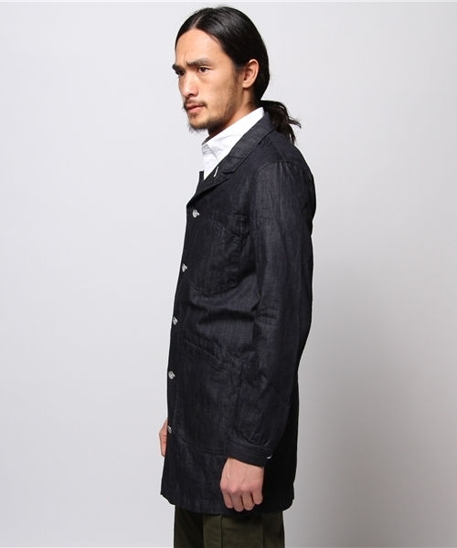 JOURNAL STANDARD（ジャーナルスタンダード）の「●デニムショップコート（ステンカラーコート・メンズ・ネイビー/アイボリー・LARGE/MEDIUM）」の4枚目の写真