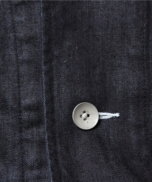 JOURNAL STANDARD（ジャーナルスタンダード）の「●デニムショップコート（ステンカラーコート・メンズ・ネイビー/アイボリー・LARGE/MEDIUM）」の8枚目の写真