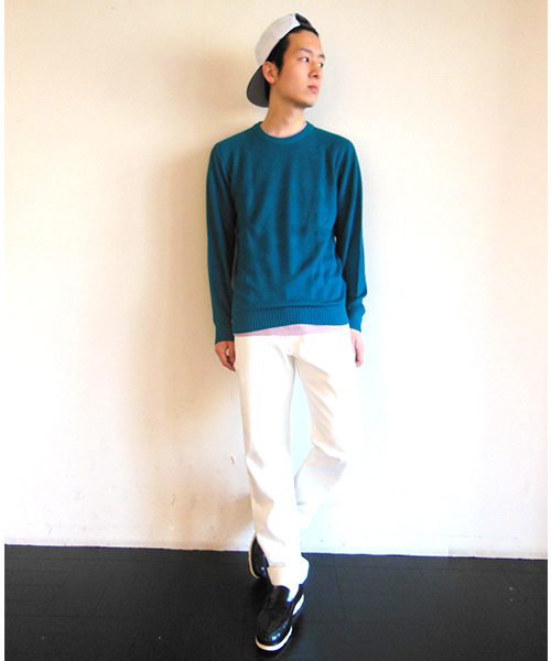 WHO'S WHO gallery（フーズフーギャラリー）の「アゼボーダープルオーバーニット（ニット/セーター・メンズ・グリーン/ブルー/オレンジ/ベージュ/マルチ/その他1・MEDIUM/LARGE）」の14枚目の写真