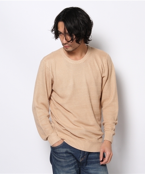 WHO'S WHO gallery（フーズフーギャラリー）の「アゼボーダープルオーバーニット（ニット/セーター・メンズ・グリーン/ブルー/オレンジ/ベージュ/マルチ/その他1・MEDIUM/LARGE）」の2枚目の写真