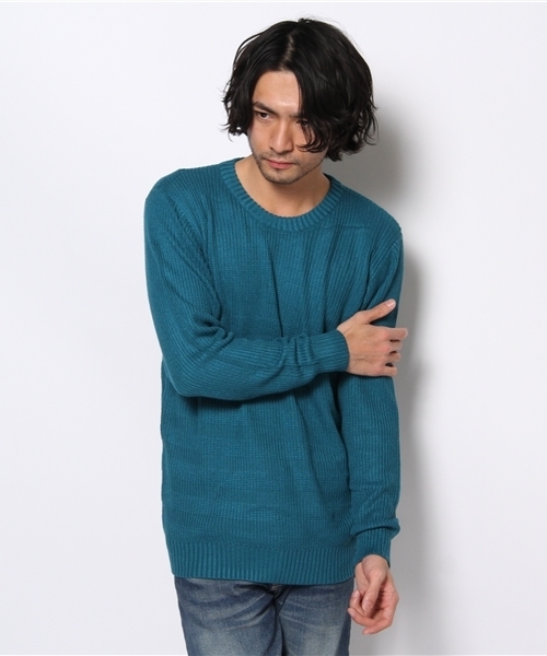 WHO'S WHO gallery（フーズフーギャラリー）の「アゼボーダープルオーバーニット（ニット/セーター・メンズ・グリーン/ブルー/オレンジ/ベージュ/マルチ/その他1・MEDIUM/LARGE）」の4枚目の写真