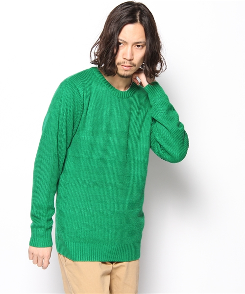 WHO'S WHO gallery（フーズフーギャラリー）の「アゼボーダープルオーバーニット（ニット/セーター・メンズ・グリーン/ブルー/オレンジ/ベージュ/マルチ/その他1・MEDIUM/LARGE）」の3枚目の写真