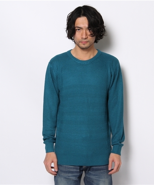 WHO'S WHO gallery（フーズフーギャラリー）の「アゼボーダープルオーバーニット（ニット/セーター・メンズ・グリーン/ブルー/オレンジ/ベージュ/マルチ/その他1・MEDIUM/LARGE）」の7枚目の写真