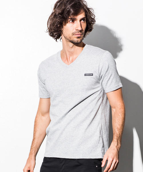 NUMBER (N)INE DENIM(ナンバーナインデニム)の「NUMBER (N)INE DENIM(ナンバーナインデニム)ポイントロゴVネックTシャツ(Tシャツ/カットソー・メンズ・ホワイト/ブラック/グレー・SMALL/MEDIUM/LARGE/X-LARGE)」の1枚目の写真