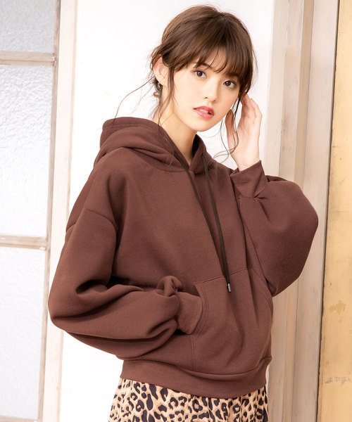 KOBE LETTUCE（コウベレタス）の「選べる2タイプ裏起毛バルーンスリーブスウェットプルオーバートップス＊レディース/トレーナー/パーカー[C3526]神戸レタス（パーカー・レディース・ブラック/パープル/ネイビー/グレー/オフホワイト/モカ/ホワイト系その他/ブラック系その他/グレー系その他/ブラウン系その他/ブルー系その他/パープル系その他/キャメル/イエロー系その他・FREE）」の14枚目の写真