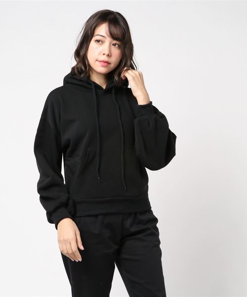 KOBE LETTUCE（コウベレタス）の「選べる2タイプ裏起毛バルーンスリーブスウェットプルオーバートップス＊レディース/トレーナー/パーカー[C3526]神戸レタス（パーカー・レディース・ブラック/パープル/ネイビー/グレー/オフホワイト/モカ/ホワイト系その他/ブラック系その他/グレー系その他/ブラウン系その他/ブルー系その他/パープル系その他/キャメル/イエロー系その他・FREE）」の4枚目の写真