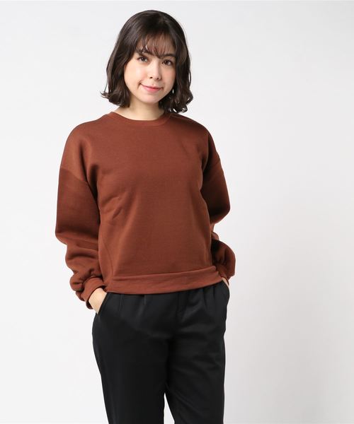 KOBE LETTUCE（コウベレタス）の「選べる2タイプ裏起毛バルーンスリーブスウェットプルオーバートップス＊レディース/トレーナー/パーカー[C3526]神戸レタス（パーカー・レディース・ブラック/パープル/ネイビー/グレー/オフホワイト/モカ/ホワイト系その他/ブラック系その他/グレー系その他/ブラウン系その他/ブルー系その他/パープル系その他/キャメル/イエロー系その他・FREE）」の13枚目の写真