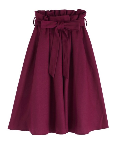 axes femme（アクシーズファム）の「ベルト付スカート（スカート・レディース・ブラック/キャメル/ワイン・MEDIUM）」の3枚目の写真