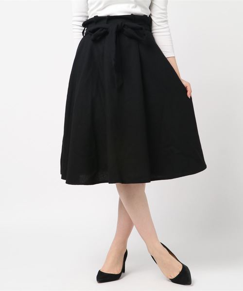 axes femme（アクシーズファム）の「ベルト付スカート（スカート・レディース・ブラック/キャメル/ワイン・MEDIUM）」の4枚目の写真