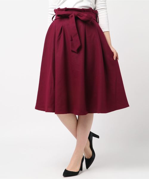 axes femme（アクシーズファム）の「ベルト付スカート（スカート・レディース・ブラック/キャメル/ワイン・MEDIUM）」の7枚目の写真