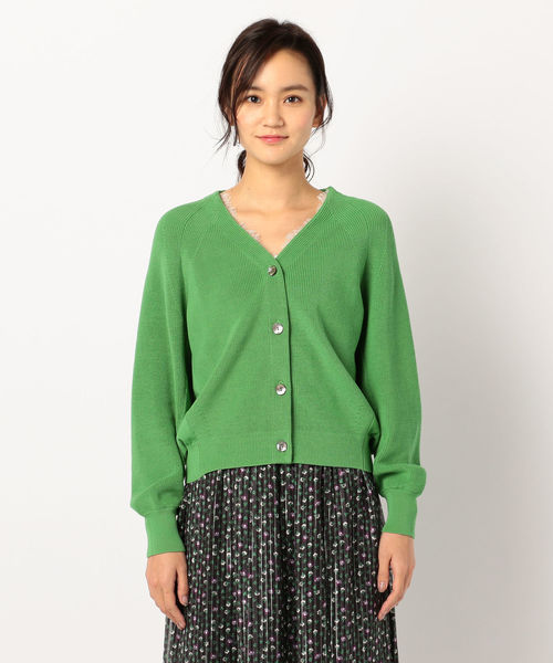 NOLLEY’S(ノーリーズ)の「片畦ゆったりVネックカーディガン(カーディガン/ボレロ・レディース・オフホワイト/グリーン/キャメル・38)」の14枚目の写真