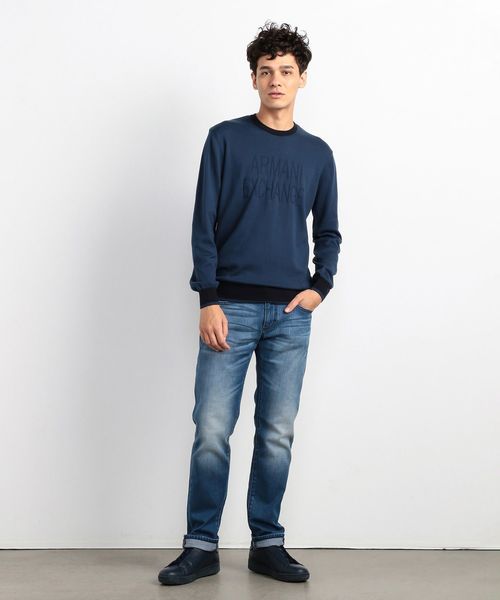 ARMANI EXCHANGE(アルマーニエクスチェンジ)の「【A|Xアルマーニ エクスチェンジ】フロントロゴ コットンニット(ニット/セーター・メンズ・ホワイト/ネイビー・LARGE/MEDIUM/SMALL/X-LARGE/X-SMALL)」の9枚目の写真