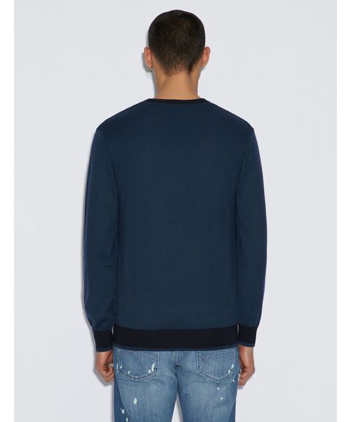 ARMANI EXCHANGE(アルマーニエクスチェンジ)の「【A|Xアルマーニ エクスチェンジ】フロントロゴ コットンニット(ニット/セーター・メンズ・ホワイト/ネイビー・LARGE/MEDIUM/SMALL/X-LARGE/X-SMALL)」の13枚目の写真