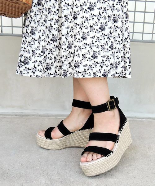 minia（ミニア）の「ジュートウェッジエスパサンダル/厚底サンダル　□（サンダル・レディース・ブラック/ブラウン/イエロー・S/M/L/LL）」の2枚目の写真