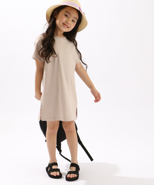 DISCOAT（ディスコート）の「【キッズ】USAコットン裾スリットワンピース（Tシャツ/カットソー・キッズ・オフホワイト/ライトベージュ/ブルー/バイオレット/ブラック・120/130/140）」の11枚目の写真