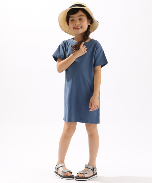 DISCOAT（ディスコート）の「【キッズ】USAコットン裾スリットワンピース（Tシャツ/カットソー・キッズ・オフホワイト/ライトベージュ/ブルー/バイオレット/ブラック・120/130/140）」の10枚目の写真