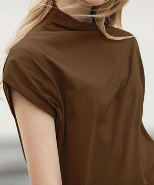 DAY CLOSET（デイ クローゼット）の「レディース シンプルハイネックカットソー（Tシャツ/カットソー・レディース・ベージュ/カーキブラウン/ワインレッド/ブラック/ホワイト/ライトベージュ/モカ・S/XL/M/L）」の14枚目の写真