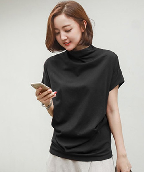 DAY CLOSET（デイ クローゼット）の「レディース シンプルハイネックカットソー（Tシャツ/カットソー・レディース・ベージュ/カーキブラウン/ワインレッド/ブラック/ホワイト/ライトベージュ/モカ・S/XL/M/L）」の13枚目の写真