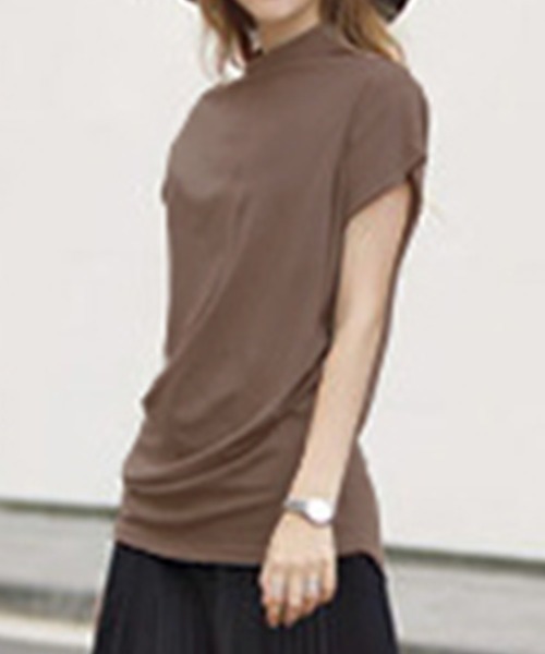 DAY CLOSET（デイ クローゼット）の「レディース シンプルハイネックカットソー（Tシャツ/カットソー・レディース・ベージュ/カーキブラウン/ワインレッド/ブラック/ホワイト/ライトベージュ/モカ・S/XL/M/L）」の16枚目の写真