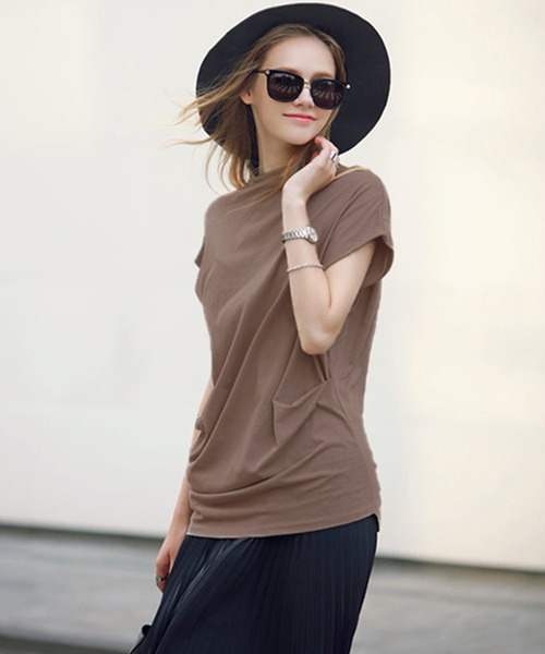 DAY CLOSET（デイ クローゼット）の「レディース シンプルハイネックカットソー（Tシャツ/カットソー・レディース・ベージュ/カーキブラウン/ワインレッド/ブラック/ホワイト/ライトベージュ/モカ・S/XL/M/L）」の18枚目の写真