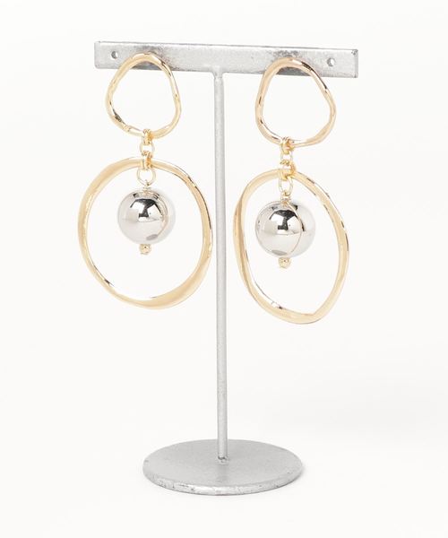 sfy(スフィ)の「メタリックフープピアス/metallic hoop gold(ピアス(両耳用)・レディース・シルバー×ゴールド・FREE)」の3枚目の写真