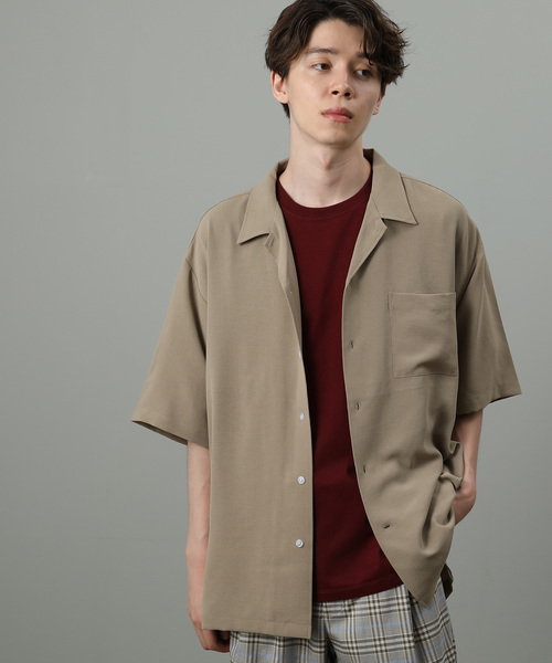 JUNRED（ジュンレッド）の「【ビッグシルエット】オータムドライ開襟シャツ（シャツ/ブラウス・メンズ・ブラック/ベージュ/ブルー/ピンク系その他2・S/M/L）」の2枚目の写真