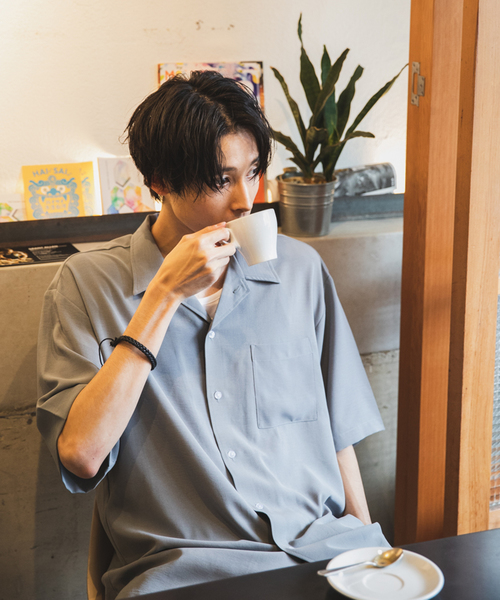 JUNRED（ジュンレッド）の「【ビッグシルエット】オータムドライ開襟シャツ（シャツ/ブラウス・メンズ・ブラック/ベージュ/ブルー/ピンク系その他2・S/M/L）」の3枚目の写真