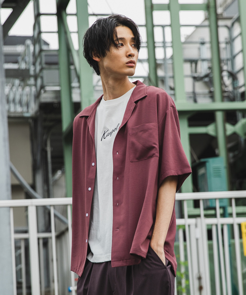 JUNRED（ジュンレッド）の「【ビッグシルエット】オータムドライ開襟シャツ（シャツ/ブラウス・メンズ・ブラック/ベージュ/ブルー/ピンク系その他2・S/M/L）」の4枚目の写真